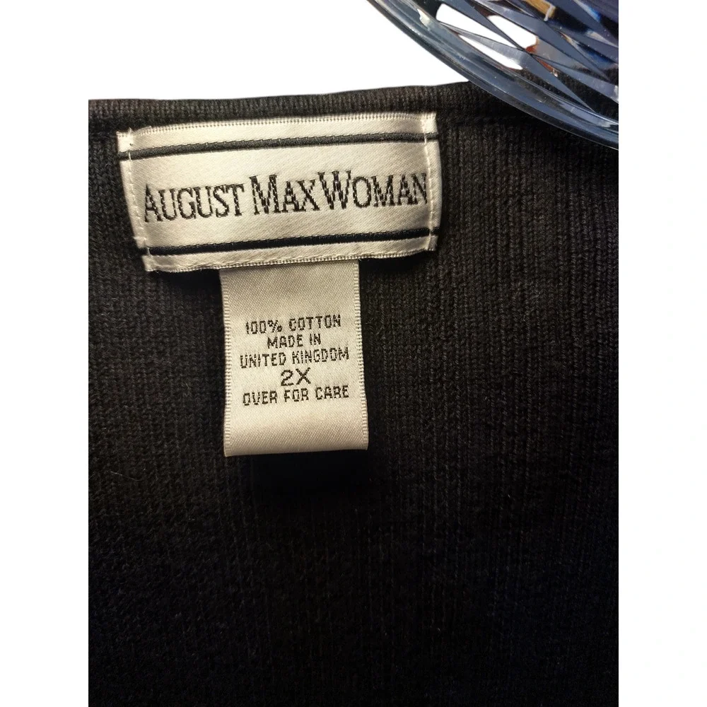 August Max Woman Cardigan Sweater Rib Knit Long Sleeve Black Womens Size 2X - Image 9