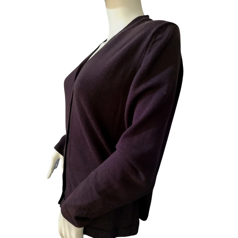 Giorgiolini Merino Wool Cardigan Sweater Long Sleeves Knit Plum Purple Womens XL - Image 6