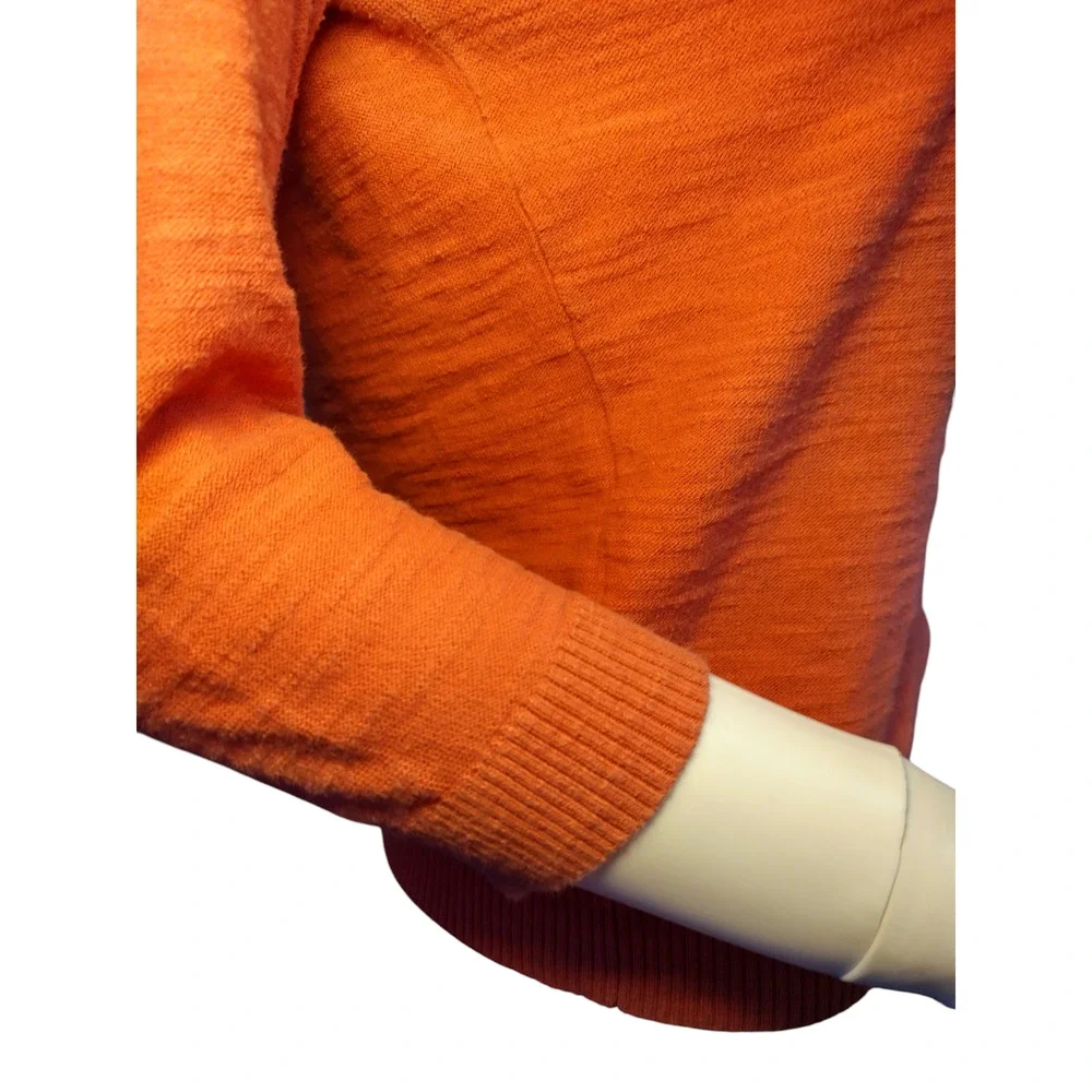 Ann Taylor LOFT Cardigan Sweater Button Front Crop Knit Peachy Orange Womens PS - Image 5