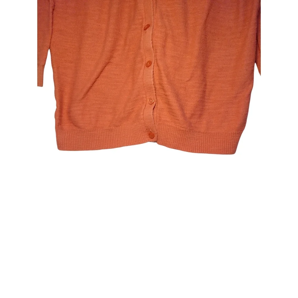 Ann Taylor LOFT Cardigan Sweater Button Front Crop Knit Peachy Orange Womens PS - Image 9