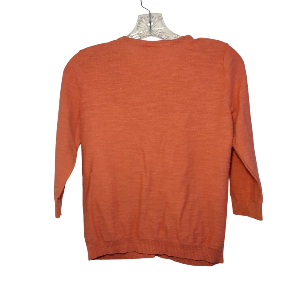 Ann Taylor LOFT Cardigan Sweater Button Front Crop Knit Peachy Orange Womens PS - Image 7