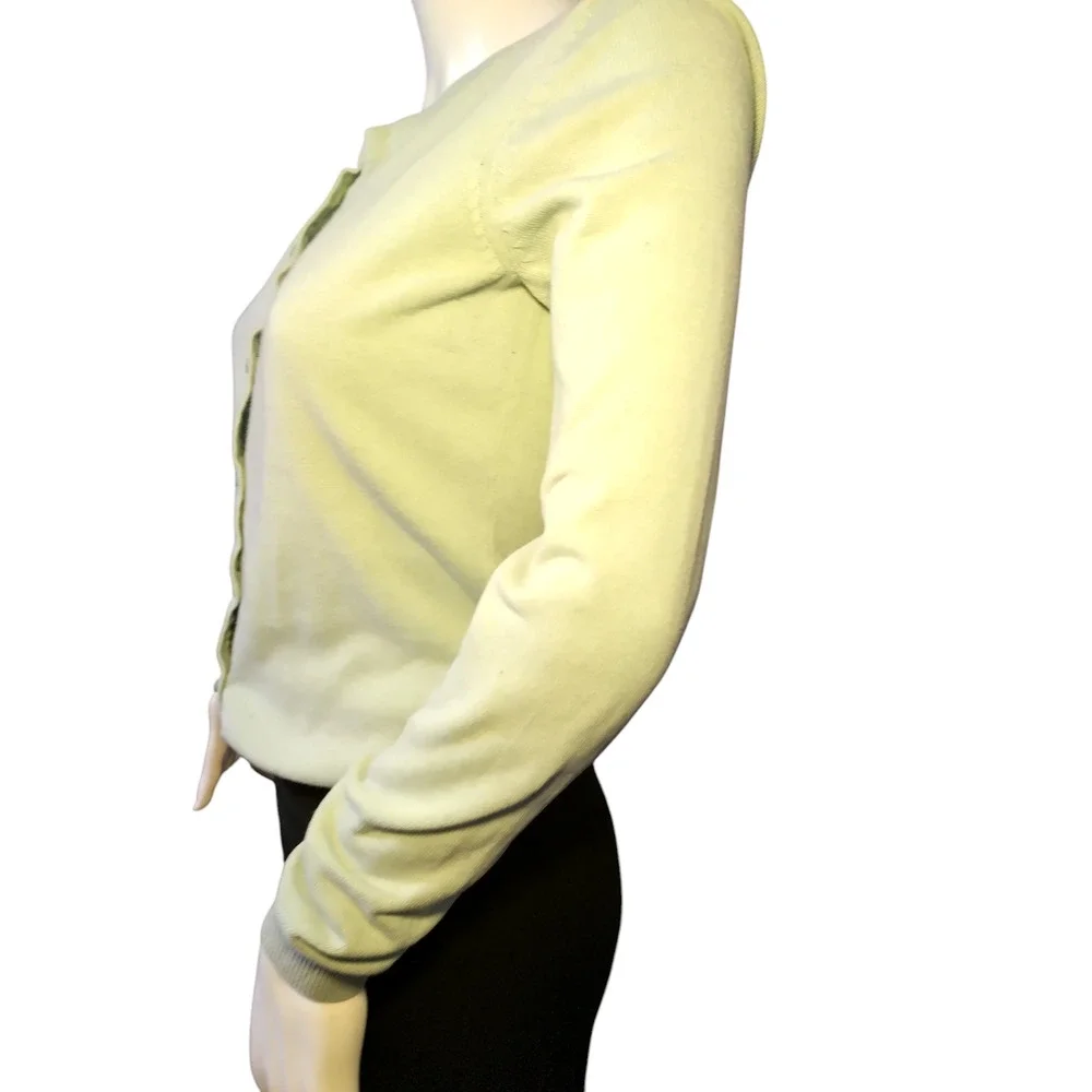 H&M Womens Crew neck Ribbed Knit Basic Cardigan Sweater Gray 100%Cotton Small - Image 8