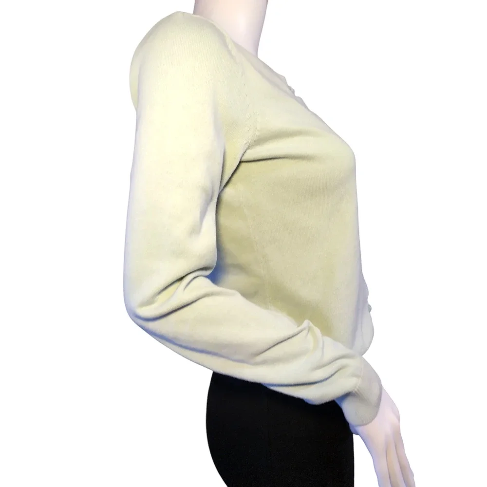 H&M Womens Crew neck Ribbed Knit Basic Cardigan Sweater Gray 100%Cotton Small - Image 7
