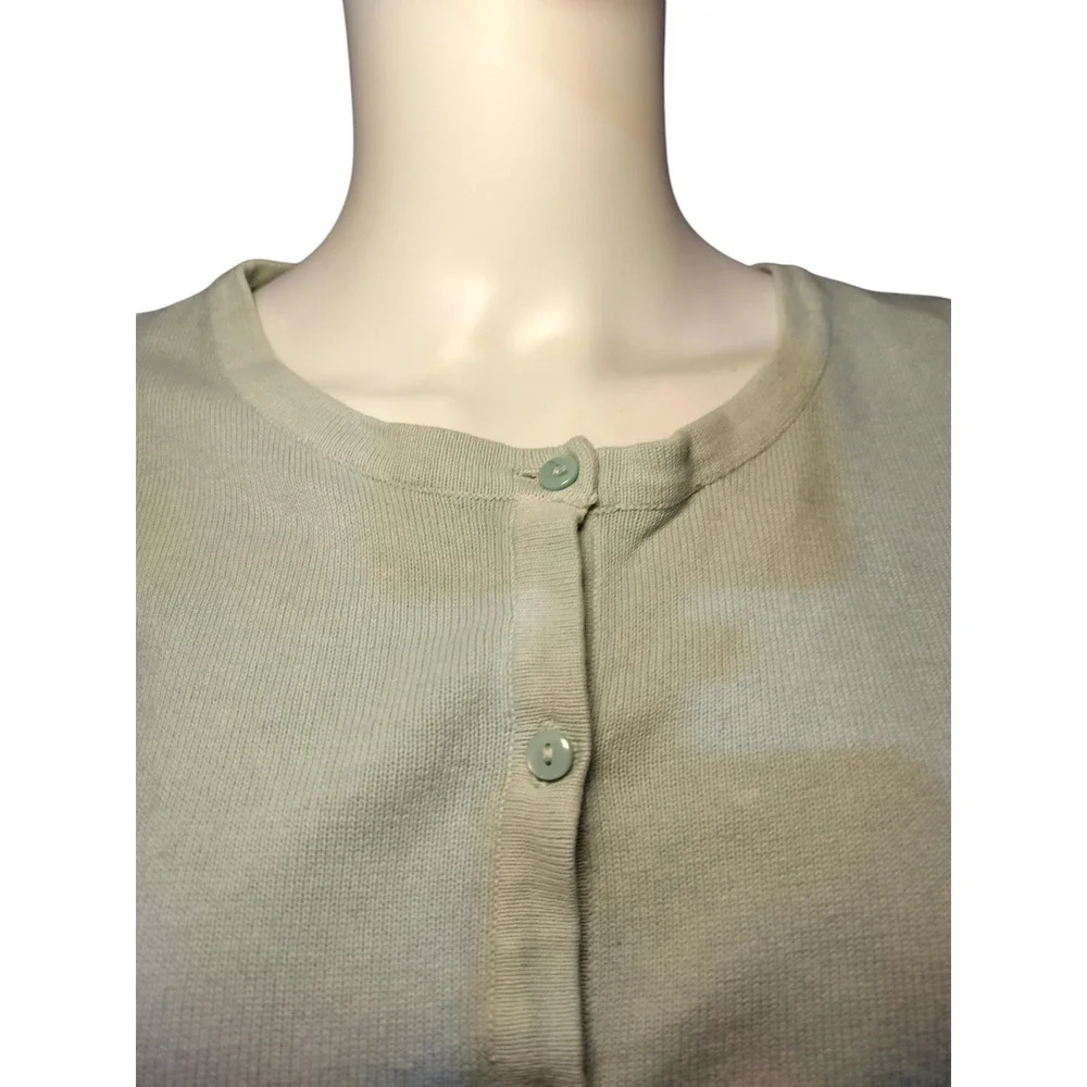 H&M Womens Crew neck Ribbed Knit Basic Cardigan Sweater Gray 100%Cotton Small - Image 9