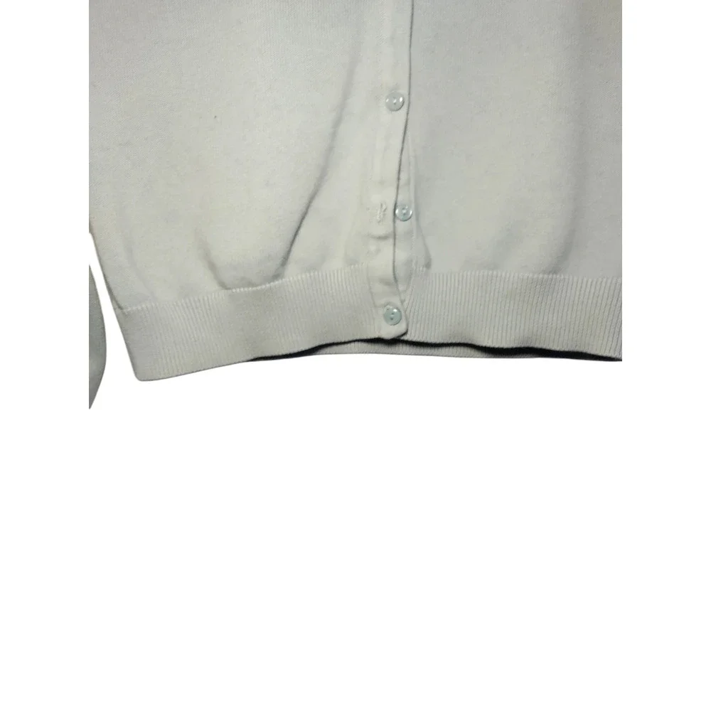 H&M Womens Crew neck Ribbed Knit Basic Cardigan Sweater Gray 100%Cotton Small - Image 3