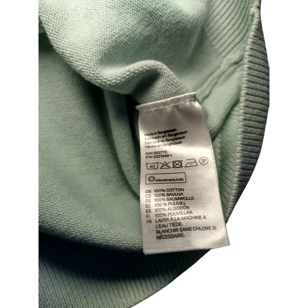 H&M Womens Crew neck Ribbed Knit Basic Cardigan Sweater Gray 100%Cotton Small - Image 12