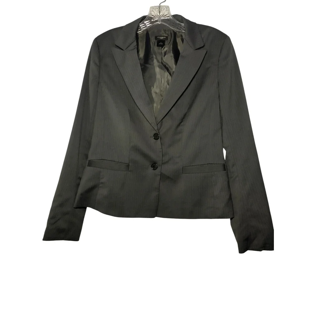 Ann Taylor Womens Long Sleeves Double Breasted Blazer Jacket Gray Size 6 - Image 10