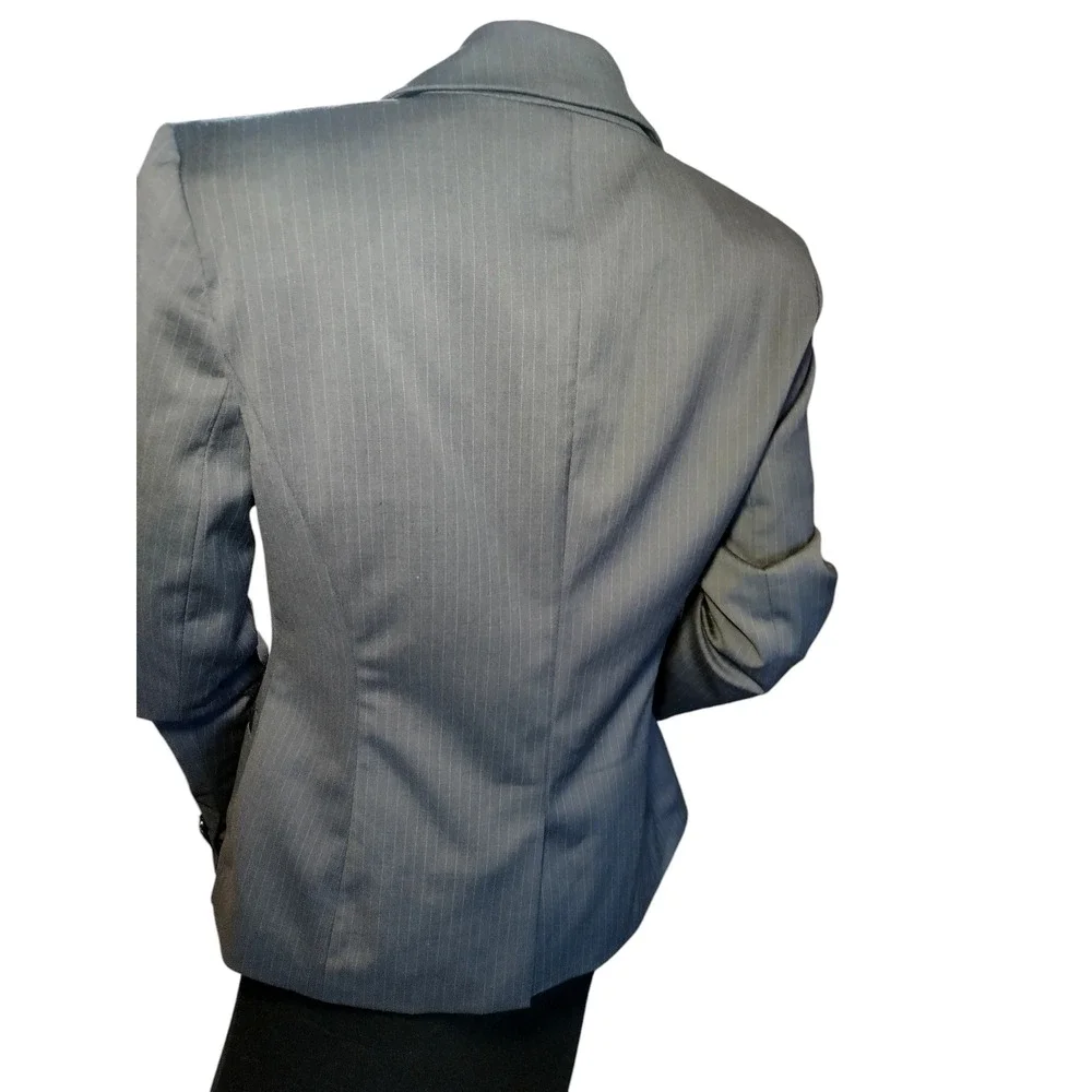 Ann Taylor Womens Long Sleeves Double Breasted Blazer Jacket Gray Size 6 - Image 11