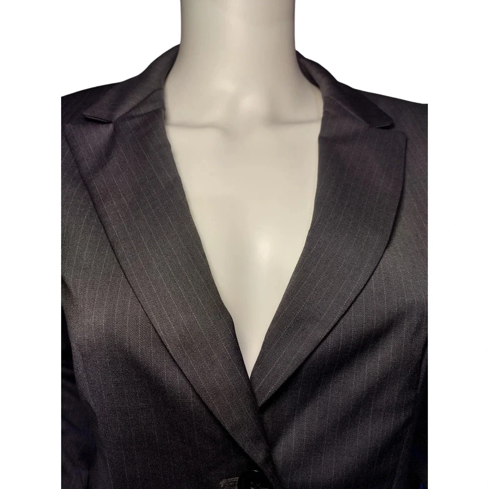 Ann Taylor Womens Long Sleeves Double Breasted Blazer Jacket Gray Size 6 - Image 2