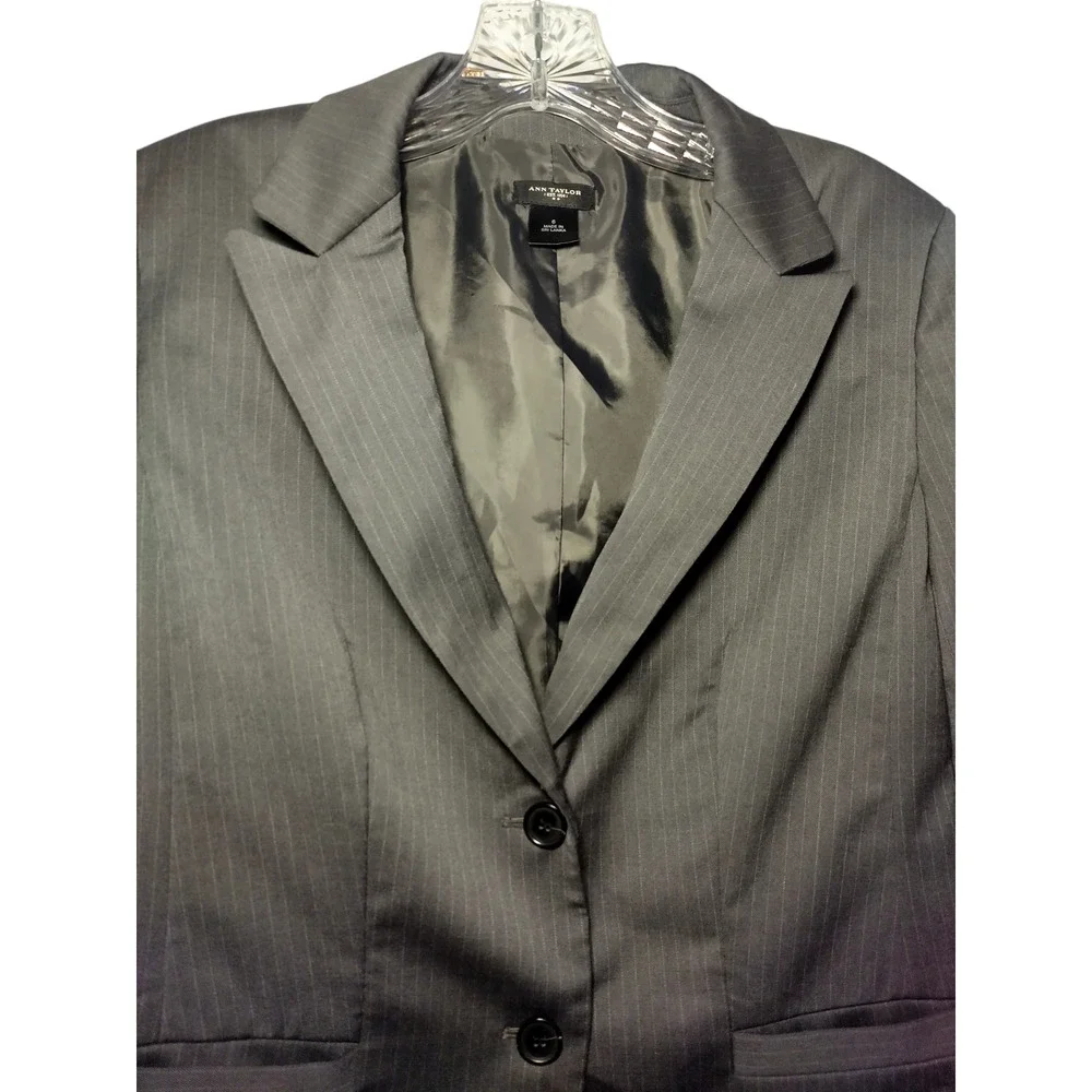 Ann Taylor Womens Long Sleeves Double Breasted Blazer Jacket Gray Size 6 - Image 8