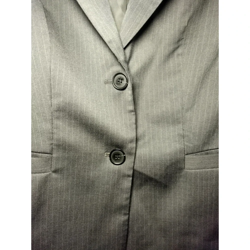 Ann Taylor Womens Long Sleeves Double Breasted Blazer Jacket Gray Size 6 - Image 9