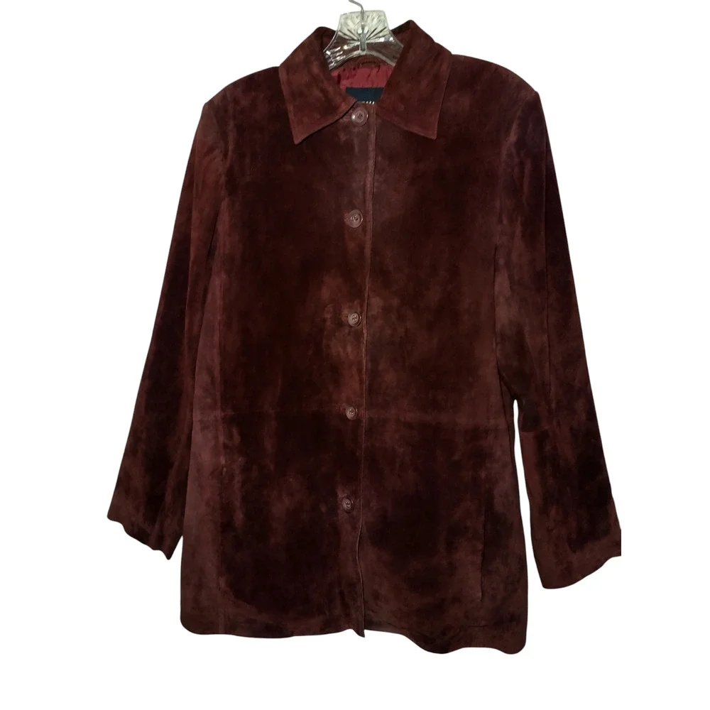 Bernardo Womens Long Sleeve Basic Button Down Blazer Reddish Brown Size Medium - Image 7