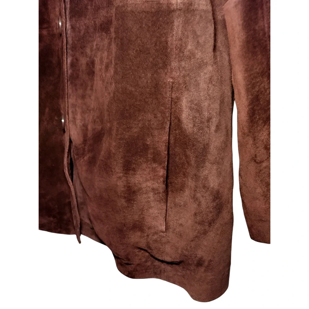 Bernardo Womens Long Sleeve Basic Button Down Blazer Reddish Brown Size Medium - Image 5