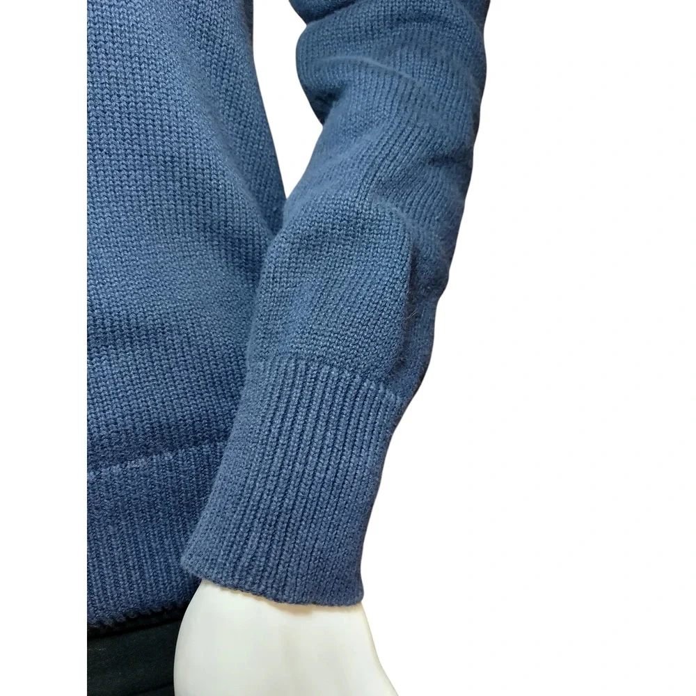 Ann Taylor Womens High Neck Zip Up Wool Knit Cardigan Sweater Navy Blue Sz Sm - Image 3