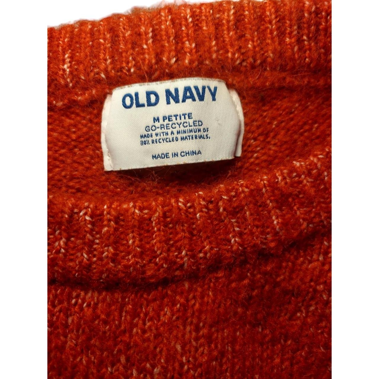 Old Navy Sweater Long Sleeves Pullover Crew Neck Knit Orange Womens Size MP - Image 9