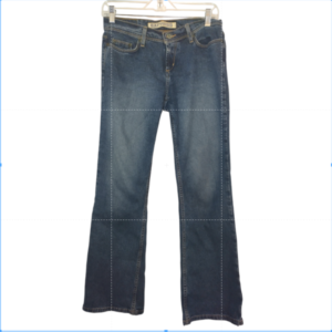 Express Womens Precision Fit Low Stretch Slung Flare Dark Wash Denim Jeans 7/8 S