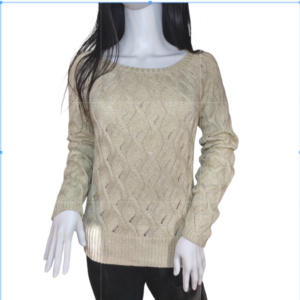 NWOT Ann Taylor LOFT Sweater Cable Knit Long Sleeve Crew Neck Gold Womens Medium