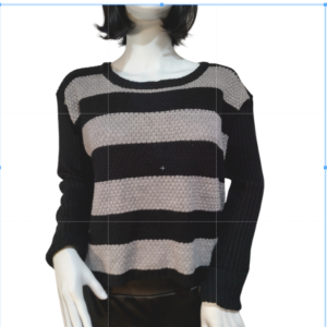 Forever 21 Sweater Waffle Knit Long Sleeves Striped Black Gray Womens Medium