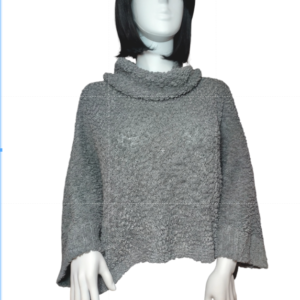 Romeo & Juliet Couture Sweater Textured Bell Sleeves Cowl Neck Gray Womens Large
