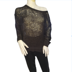 H&M Sweater Long Sleeves Sheer Open Knit Crew Neck Pullover Black Womens Medium