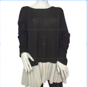 Fever 2-fer Sweater Knit Long Sleeves Tunic Ruffle Hem Black White Womens XL