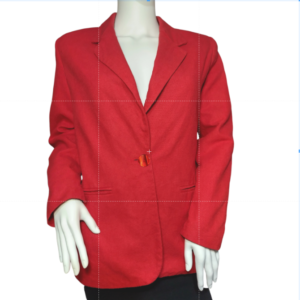 Bloomingdales Linen Blazer Jacket Notch Lapel Shoulder Pads Red Womens Size PM