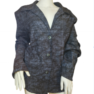 BRIGGS Blazer Jacket Shoulder Pads Croc Animal Print Black Blue Womens Size 2X
