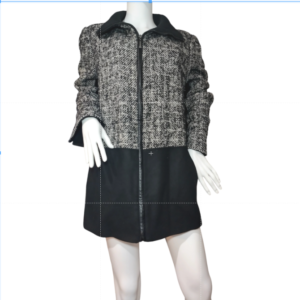 Ellen Tracy Tweed Blazer Jacket Zip Up Wool Blend Gray Black Womens Size 14