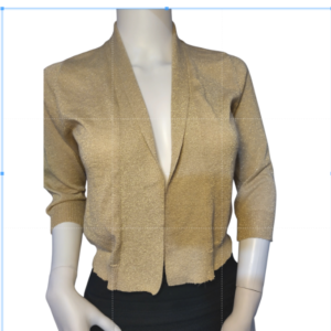 Covington Cardigan Sweater Cropped 3/4 Sleeves Knit Metallic Gold Womens Size PS