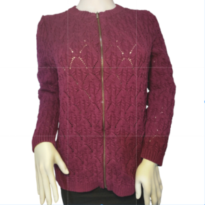 Talbots Full Zip Sweater Crew Neck Wool Cashmere Blend Knit Red Womens Size PXL