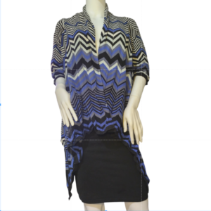 Focus 2000 Cardigan Sweater Open Front Shawl Chevron Multicolor Womens Medium