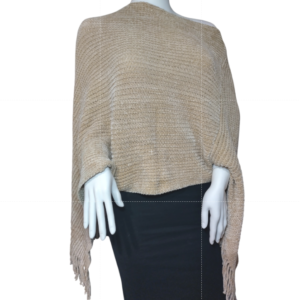 Womens Poncho with Tassel Cape Sweater Shawl Taupe 100%polyester