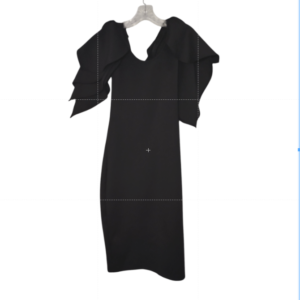 JJ and Womens Crew neck Puff Sleeves Bodycon Elegant Cocktail Evening Black Dress Large