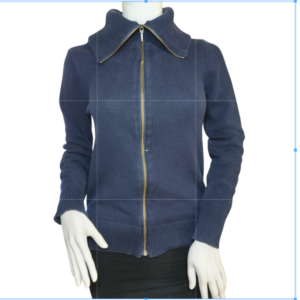 Ann Taylor Womens High Neck Zip Up Wool Knit Cardigan Sweater Navy Blue Sz Sm