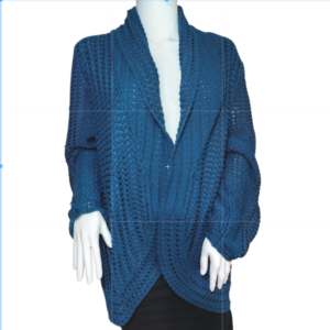 INC International Concept Womens Crochet Knit Cardigan Sweater Blue XL