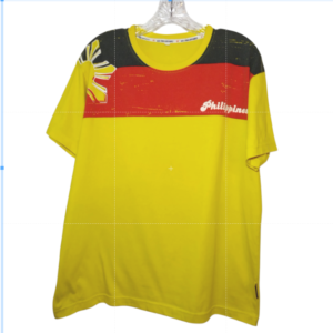 Vintage Phillipines Mens Round neck Sun in Yellow Red Tshirt Sz Med