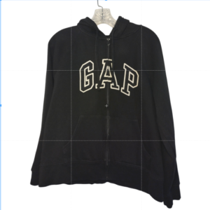 Gap Womens Hoodie Zipper Up Black White Lettering Front Pockets Jacket Size Large